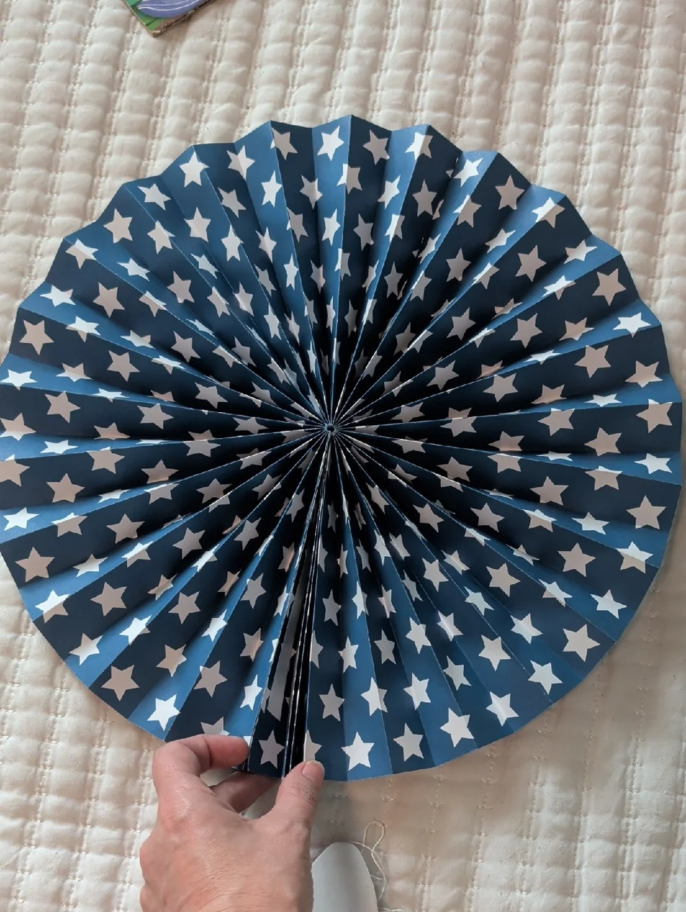 Red White and Blue Starburst Paper Fan Decoration set of 10